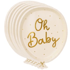 Set of 6 Paper Plates 'Oh Baby' Plates Baby Party Decoration Baby Shower Christening Gender Betrayed Party Paper Tableware