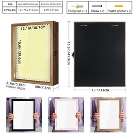 TJ.MOREE Shadow Box Display Case 13 x 16 Flowers Shadow Box Frame with Glass Window Picture Frame Wedding Bouquet Memorabilia Medals Photos Memory Box for Keepsakes