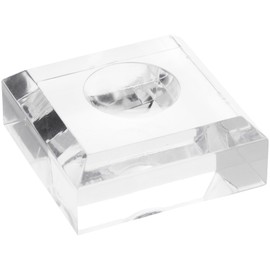 Plymor Clear Acrylic Square Display Base with Indented Circle to Hold Egg, Marble, Ball or Sphere, 2.5" W x 2.5" D x 1" H (1.125" Circle), Pack of 6