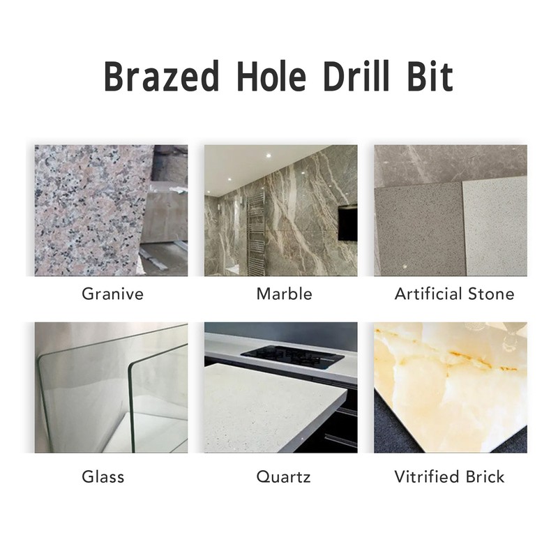 12Pcs Brazed Hole Drill Bit Hole Saw Dry Wet Cut