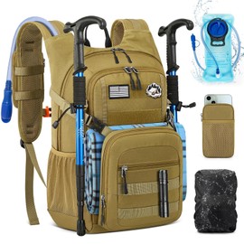 RAINSMORE Hydration Backpack with 2L Hydration Bladder Insulated 18L Hiking Backpack Men Women with Rain Cover Professional Bicycle Backpack & Running Backpack with Molle System for Running Cycling