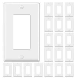 [20 Pack] BESTTEN Decor Wall Plate, 1-Gang Standard Size Outlet and Switch Cover, Unbreakable Polycarbonate, H4.53” x W2.76”, UL Listed, White