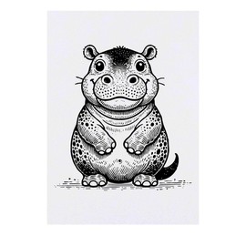 'Happy Baby Hippo' Temporary Tattoo - Water Resistant, Skin-Safe, Non-Toxic Transfer (TO00081347)