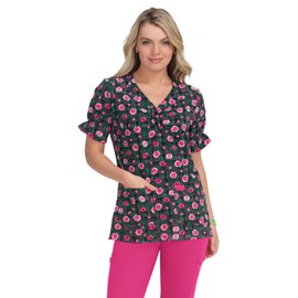KOI Betsey Johnson B126PR Women's Canola Top Cozy Roses M