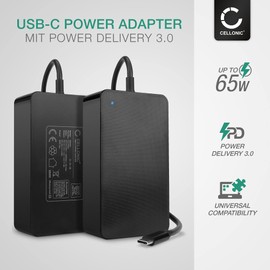 CELLONIC® PD Power Delivery | 5V-20V 90W Netzteil (auch 87W 61W 45W 30W 12W) für USB C Notebooks, Tablets, Smartphones - CC-PD90 Schnellladegerät 2.5m Notebook Ladegerät Laptop Ladekabel Power Supply