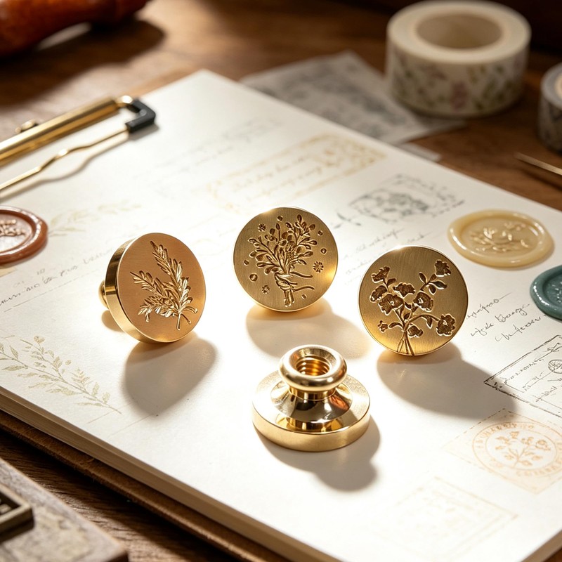 DBEFTLI 4-Piece Botanical Wax Seal Stamp Set – Interchangeable Solid