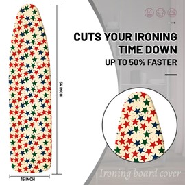 Extra Thick Ironing Board Cover and Pad, American Flag Vintage 15x54 Ironing Board Cover, Resist Scorching and Staining,Elastic Edges,Independence Day Star Flag