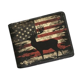 Coldinair American Flag Boy Cool Wallet Deer Leather Wallet for Boys Kids Purse Bifold Rfid Blocking Wallet with Coin Pocket and Card Cash Holder for Youth Men