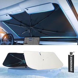 Car Windshield Sun Shade Umbrella - [Nano-Ice-Crystal Coatings] Protect Car from Sun Rays & Heat Damage Keep Cool and Protect Interior Medium (56" L x 31" W)