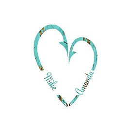 Fish Heart Teal camo/ IF WE DO NOT RECIEVE Names at TIME of Order WE Ship Heart Decal ONLY