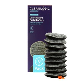 Cleanlogic Almohadillas faciales exfoliantes de doble textura carbón negro/gris, 9 unidades