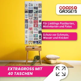 Goods & Gadgets Photo Curtain XXL Picture holder Photo Curtain with 40 Pockets for 80 10 x 15 cm Photos Postcards Motif Cards Shower Curtain Photo Gallery Milky Photoshop Look