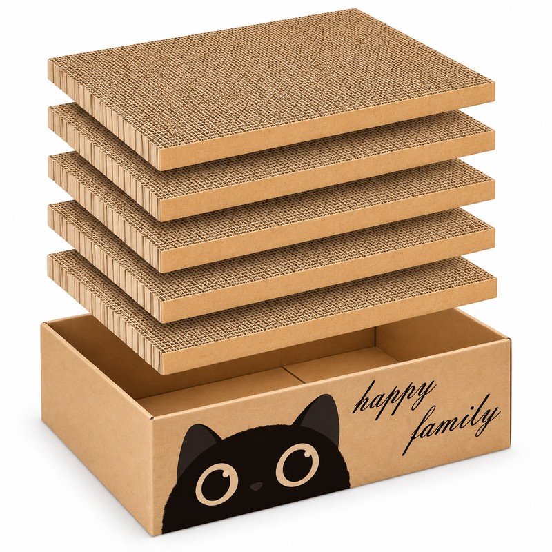 Cardboard Cat Scratcher Bed for Indoor Cats – Durable 5-Layer