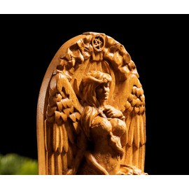 Goddess lilith Demoness statue Blood moon Queen of the death Witchcraft Wood sculpture Occult decor Lucifer，Altar Crafts, Creative Desktop Decorations (Wood)