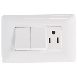 Sanelec 4524 Contacto y Doble Apagador con Placa, Toscana
