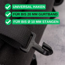 Webbing Tension Hooks, Pack of 12, for up to 10 mm Thick Tent Poles and 20 mm Wide Webbing Straps, Black ABS Plastic, Hooks for Outdoor Tent, Awning, Awning, Tarpaulin, Pole Clip, Tent Clip Camper