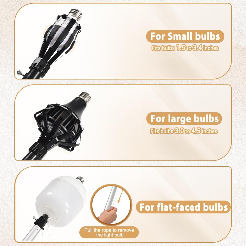 GADFISH 26FT Reach Light Bulb Changer for High Ceilings, 5-20FT