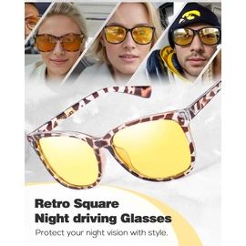 SIPHEW Anti-Glare Night Driving Glasses for Women, Polarized Yellow Lens Reduces Headlight Glare & Eye Strain for Nighttime