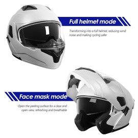 Motorcycle Full Face Helmet for Unisex-Adults DOT Approved Motorbike Street Bike Racing Helmets (White,L)