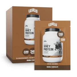 Levels Grass Fed Whey Protein Powder, No Artificials, 24G of Protein, Double Chocolate, 12 Count