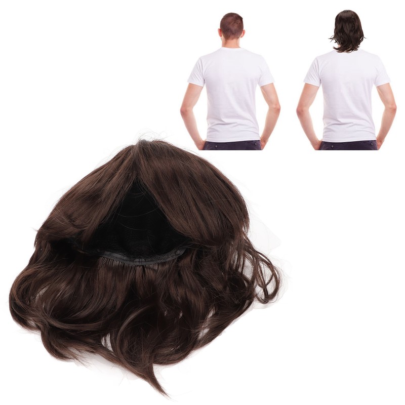 Men Wig Short Brown Straight Breathable Inner Mesh Soft Fluffy