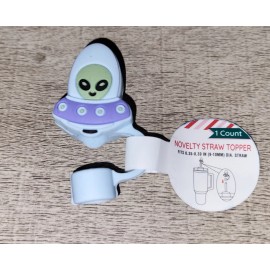 Unbranded Alien Novelty Tumbler Cup Straw Topper Cap Only Set of 2 NWT