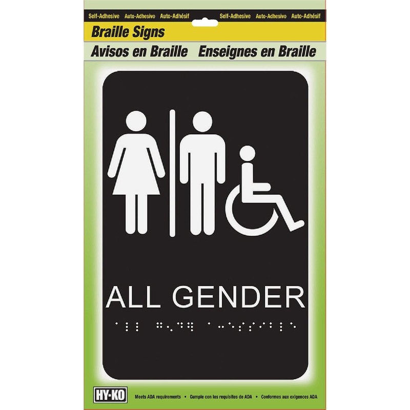 HY-KO Products DB-22 All Gender Restroom Braille Sign, 6 in