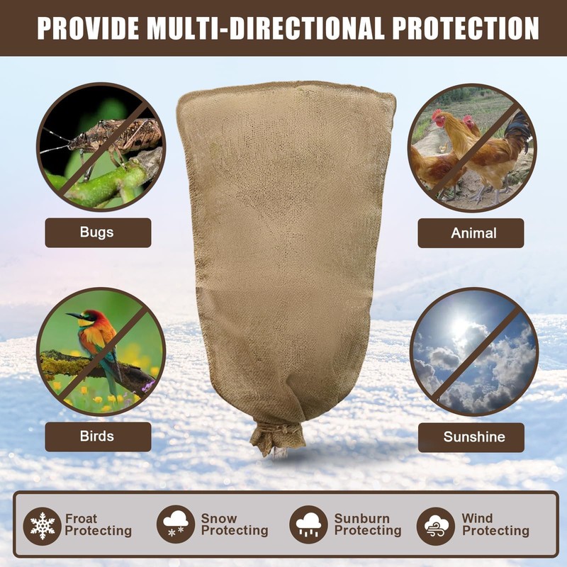 Svepndic 2PCS 47''x40'' Reusable Warm Burlap Winter Plant Cover Bags