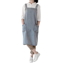 Decorative Apron Denim Jeans Work Apron Work Clothes Unisex Distressed Washed Plain, blue (light)