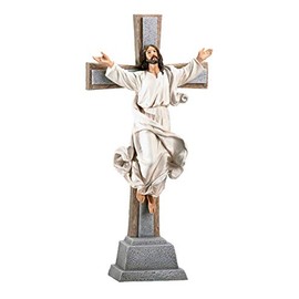 Joseph's Studio by Roman – 15" Risen Christ Tabletop Crucifix, Easter Decoration, Christian Religious Home Décor