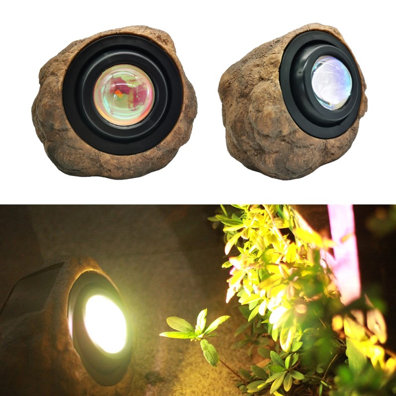 GOODFOEVER Solar Rock Lights(2pcs) Sunset Projection Lights Atmosphere Night Light