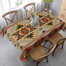 LoLo UoUo Geometric American Rectangle Tablecloth 60x84 Inch Outdoor Navajo Style Aztec Table Cloths Decorations for Kitchen Home Dinner Party Wedding Picnic
