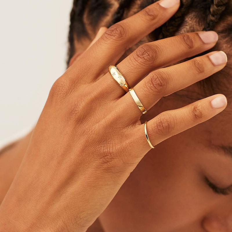 NOKMIT 3mm 14K Gold Filled Rings for Women Girls Dainty