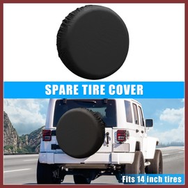 HEROFFIX Universal 190T Polyester Spare Tire Cover for Jeep Trailer RV SUV Truck Wheel Fit Overall Wheel Diameter 14 Inch Black Replace Parts