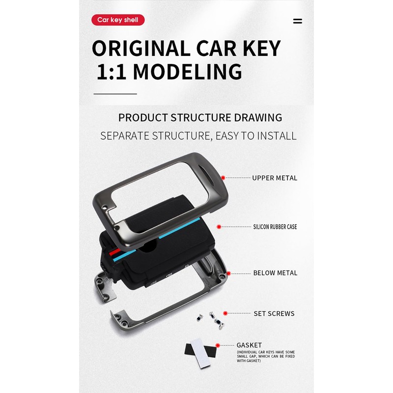 KUNIO Keyless Key Case Fits Mazda 2019-2023 3-Button Metal Housing,
