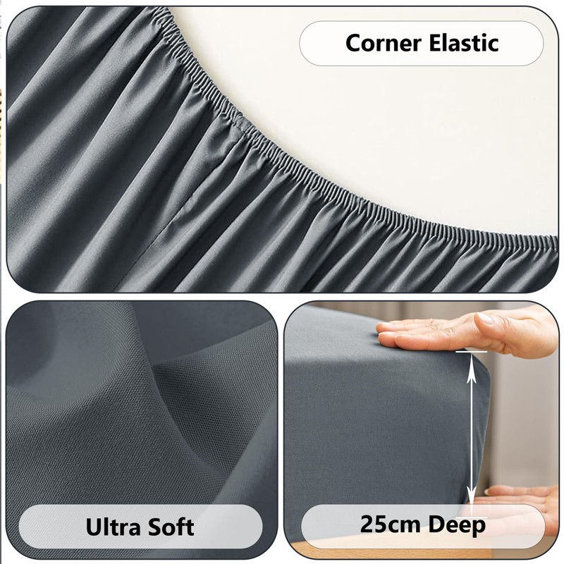 AR Ware Double Fitted Sheet non Iron Wrinkle, 25cm Deep