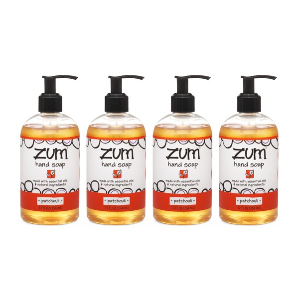 Zum Indigo Wild Hand Soap - Natural Liquid Hand Soap - Perfect Bathroom & Kitchen Hand Soap - Patchouli Scent - 12 oz (4 Pack)