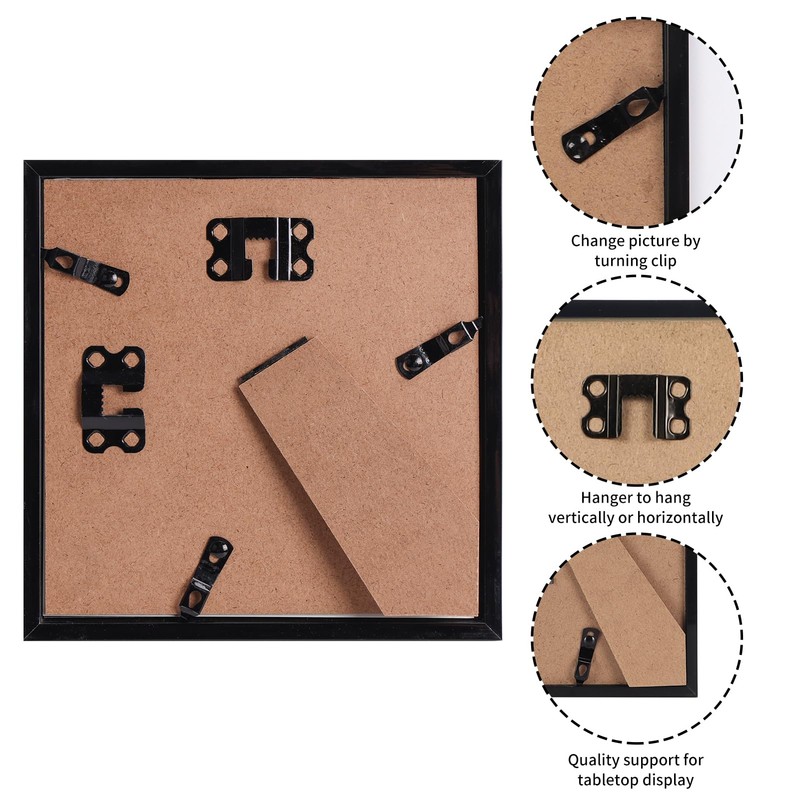 Giftgarden 6x6 Picture Frame Black, 6 by 6 Thin Square