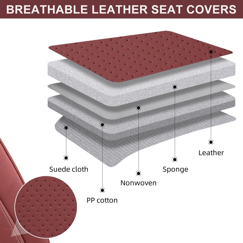 TIEHESYT Leather Seat Covers Front Pair with Lumbar Support, Breathable