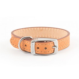 Ancol Heritage Diamond Leather Dog Collar - Premium English Bridle Leather - Traditional Tanning - Diamond Quilted Design - Polished Edges - Tan - Ideal for Dogs Puppies and Pets - Large 46-56cm