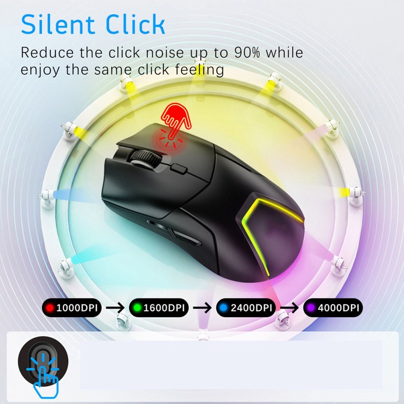 Wireless Mouse Triple Mode 1000 to 4000 DPI Silent Click