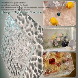 2-Pack Ripple Acrylic Sheet Plexiglass 1/5” Thick– Acrylic Panels for DIY Crafts, Floating Shelves, Home Décor, Cut with Cricut, Engraver, Power Saw or Hand Tools (2, transparent, 16"x20", 1/5" Thick)