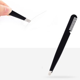 Ipetboom Eyebrow Tweezer Comb Stainless Steel Hair Removal Tool for Precise Eyebrow Shaping Lightweight Design for Professional and Personal Use Black