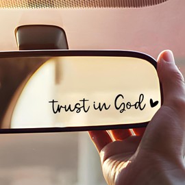 2pcs Trust In God Mirrors Decal, Trust In God Car Rearview Mirrors Sticker,Letter&Heart Pattern Car Rearview Mirrors Sticker,Car Window Sticker Christian (Black)