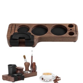Singring Espresso Tamping Station Walnut Wood, Coffee Tamper Station Espresso Tamper Organizer Portafilter Holder, Coffee Station Organizer for Kitchen, Restaurant, Coffee Bar
