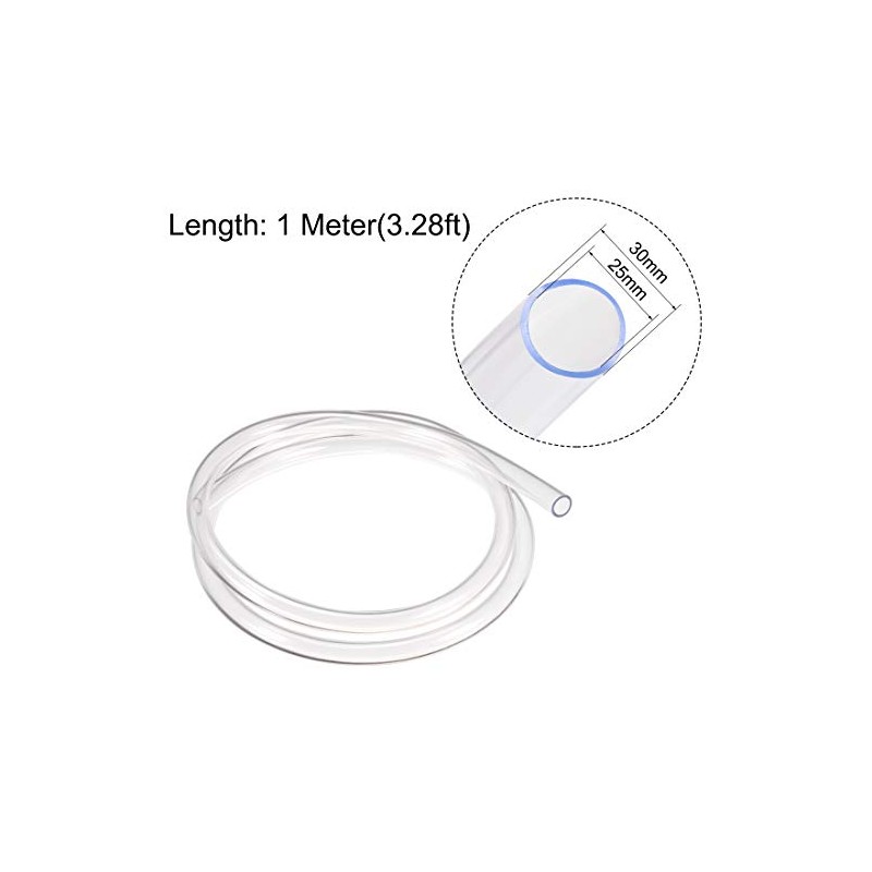 sourcing map PVC Clear Vinyl Tubing, 25mm(1") x 30mm(1 3/16")