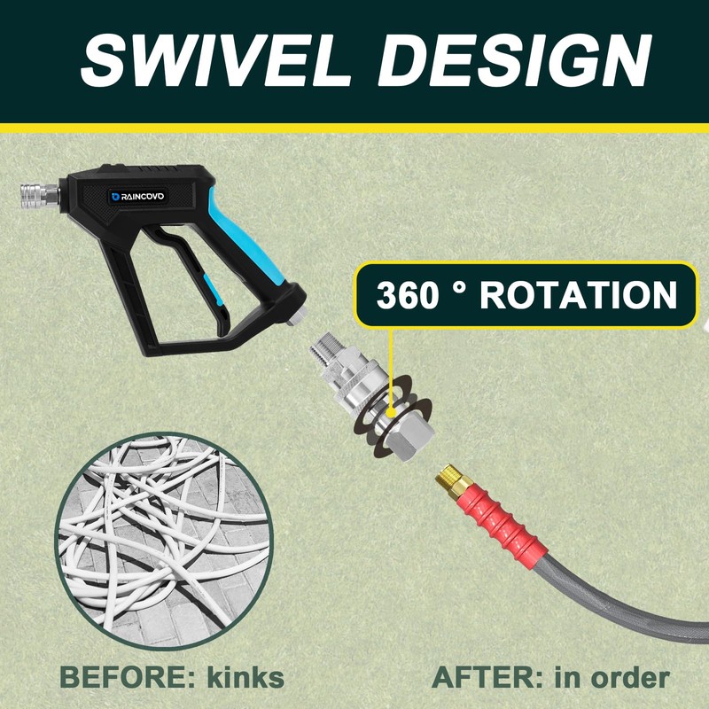 Raincovo Pressure Washer Quick Connect Kit Swivel Fittings, 3/8 Inch