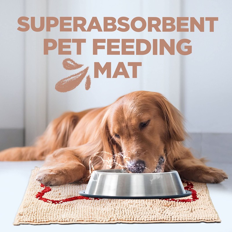 Soggy Doggy Slopmat - Beige/Red Bone - 18” x 24″