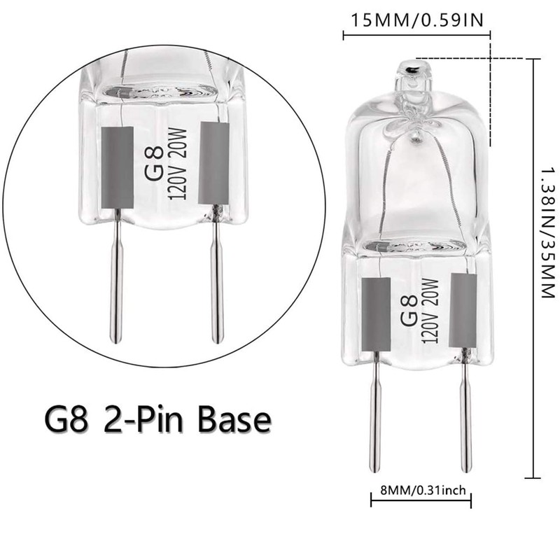 G8 Halogen Light Bulbs 20W 120V Xenon Under Cabinet Lighting