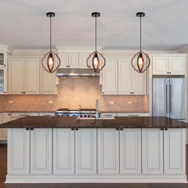 MWZ 3 Pack Farmhouse Pendant Lights Kitchen Island,Rustic 1-Light Small
